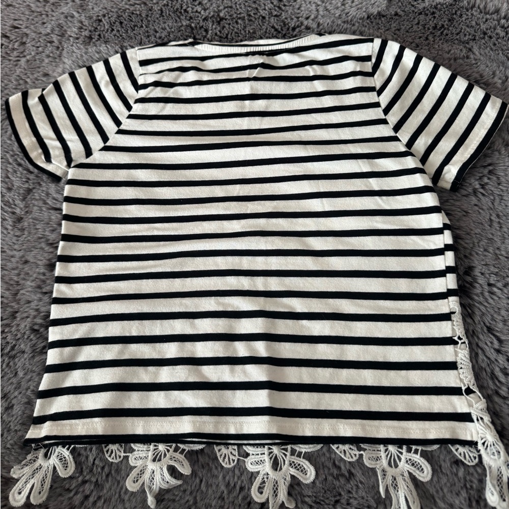 Zara Black & White striped top Size S - Picture 2 of 3